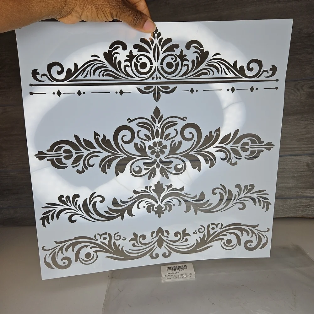 Elegant White Wall Stencil Decor Large Pieces 9set
